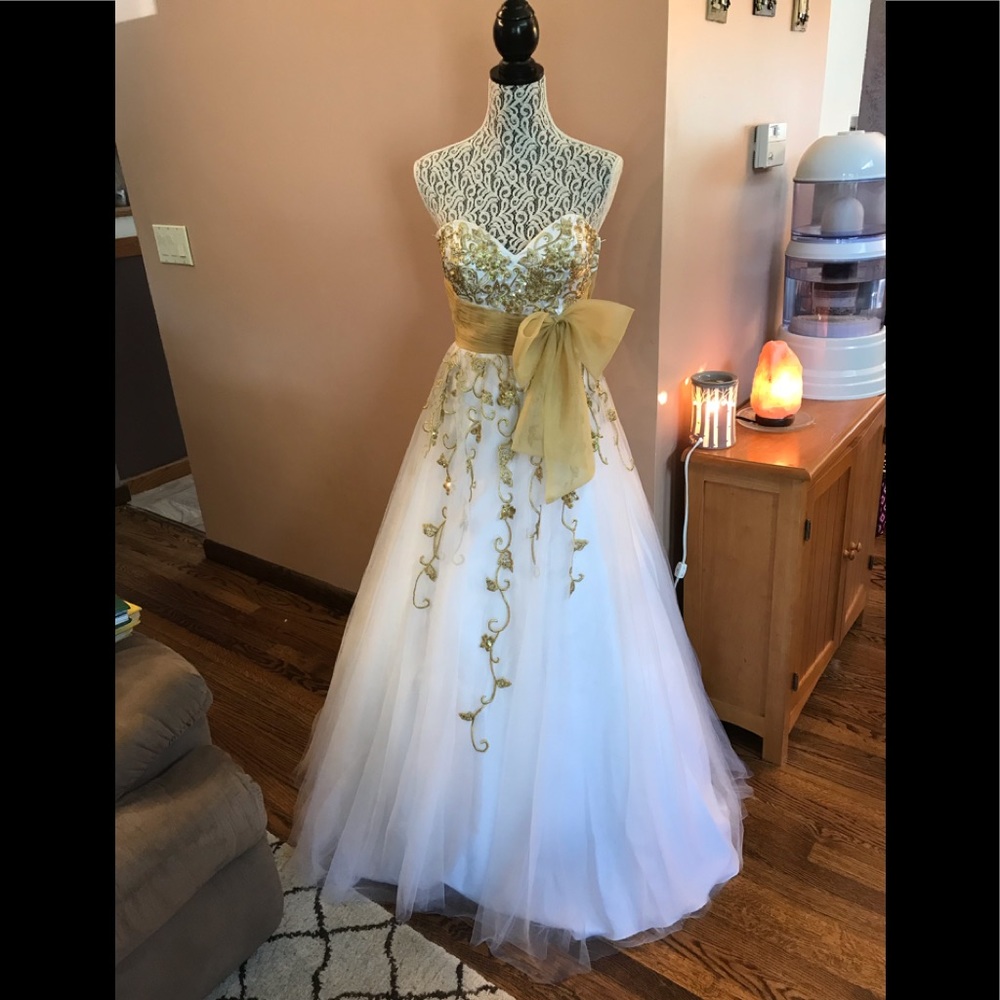 White and gold Gown